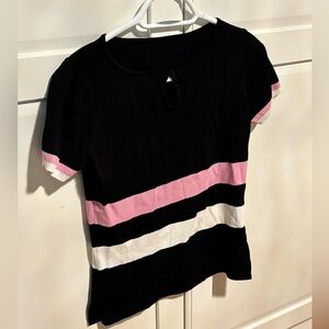 Black short sleeve top, size M
